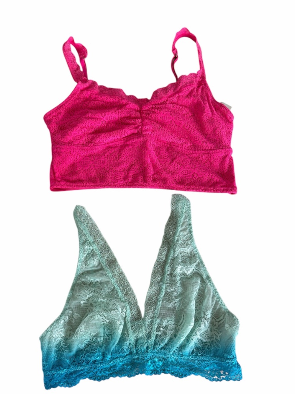 Gilly Hicks Forever 21 Lace Bralette Bundle Womens L Pink Green